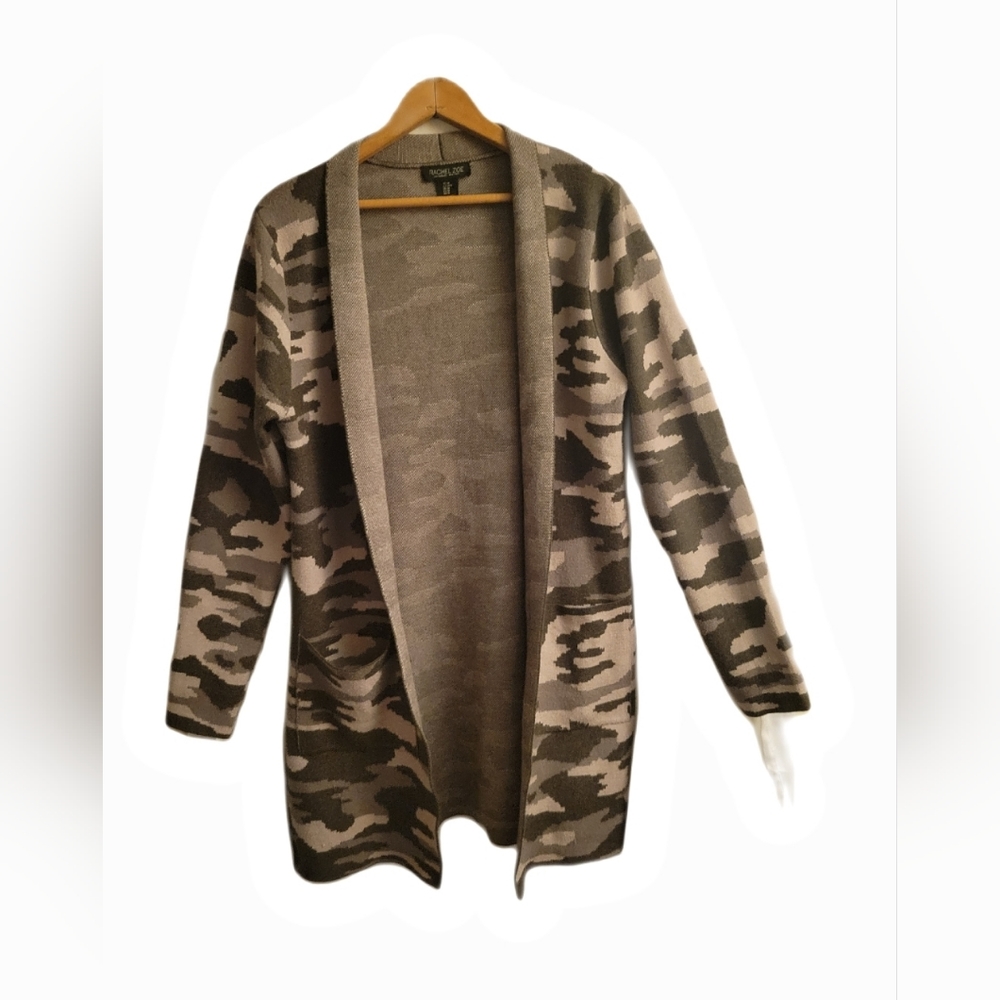Rachel Zoe Open Sweater Cardigan in Camo Size Medium